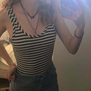 NEVER WORN STRIPPED BODYSUIT